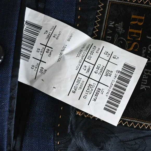Jos A Bank Reserve 50R Blue‎ Plaid Reda Wool Soft Shoulder Blazer Sport Coat